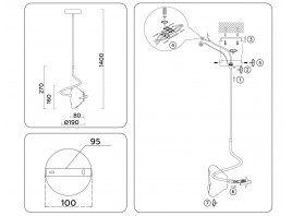  Подвесной светильник LH15001 BK/SM черный/дымчатый G9 max 40W D190*1400