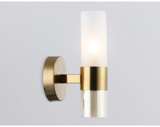  Настенный светильник LH55116 BS/FR/TI латунь/белый матовый/янтарь E14 max 40W 130*100*225