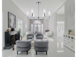  Люстра со стеклянными плафонами на штанге LH55151/6 CH/CL хром/прозрачный E14/6 max 40W D675*520