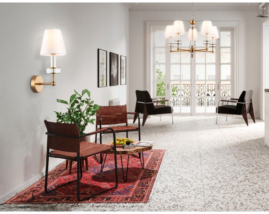  Настенный светильник с абажуром и хрусталем LH71025 BS/WH латунь/белый E14 max 40W 210*150*355