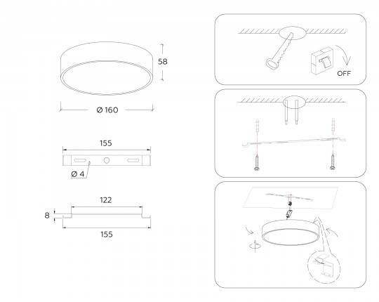 Светильник светодиодный потолочный FV5517 BK черный LED 18W 3000K D160*58 (Без ПДУ)