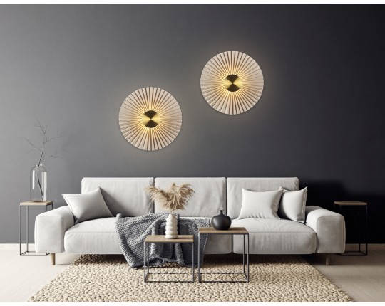  Настенный светодиодный светильник LH72643 BR/WH латунь/бежевый 6W 3000K D300*100