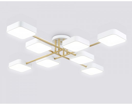  Люстра светодиодная на штанге FL516346/8 WH/GD белый/золото 144W 3000-6000K 1060*1060*150 (без ПДУ)