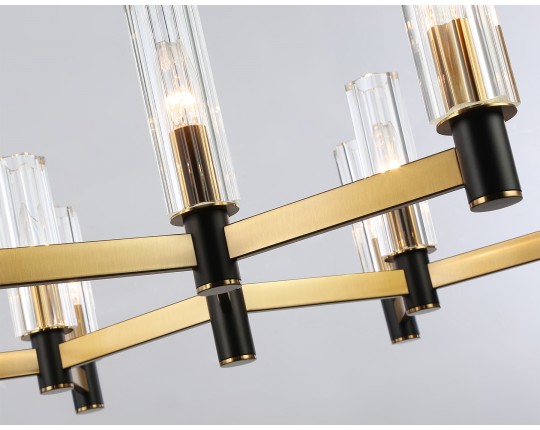  Люстра на штанге LH55513/9 BK/BS/CL черный/латунь/прозрачный E14*9 max 40W D760*760