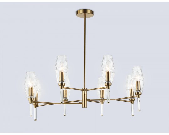  Люстра на штанге LH55202/8 BS/CL латунь/прозрачный E14*8 max 40W D800*520