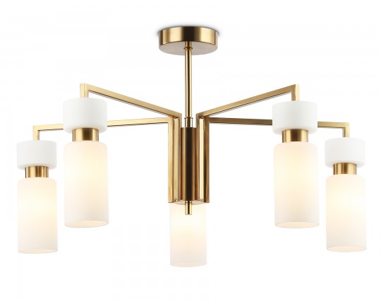  Люстра на штанге LH56124/5 BS/FR латунь/белый матовый E14*5 max 40W D605*350