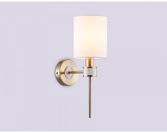  Настенный светильник с абажуром LH72375 DBS/WH темная латунь/белый E14 max 40W 190*120*370