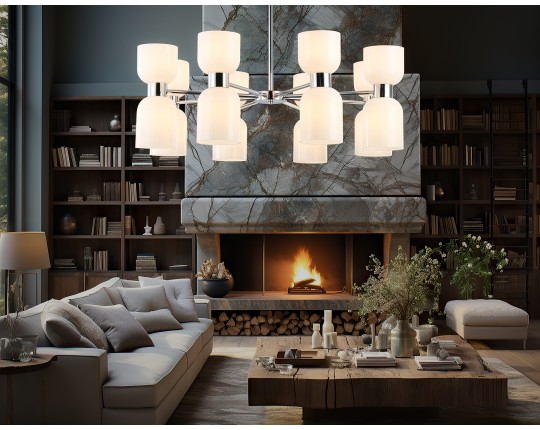  Люстра на штанге LH56085/16 СH/FR хром/белый матовый E14*16 max 40W D860*510