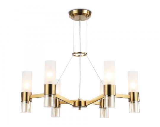  Подвесные люстры LH55114/6 BS/FR/TI латунь/белый матовый/янтарь E14*6 max 40W D650*1080