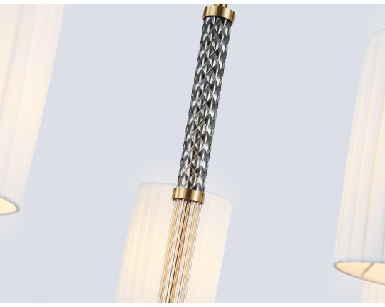  Люстра на штанге с абажурами LH71503/7 BS/FR латунь/белый матовый E14*7 max 40W D840*640