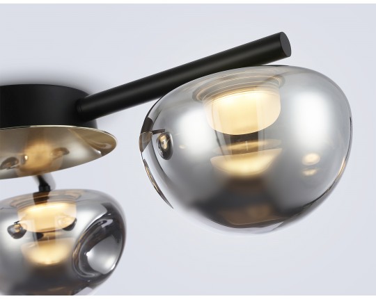  Потолочный светодиодный светильник LH12006/3 BK/GD/SM черный/золото/дымчатый 18W 3000K D640*170