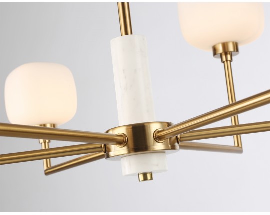  Люстра на штанге с мрамором LH53015/6 BS/FR латунь/белый матовый G9*6 max 40W D690*680