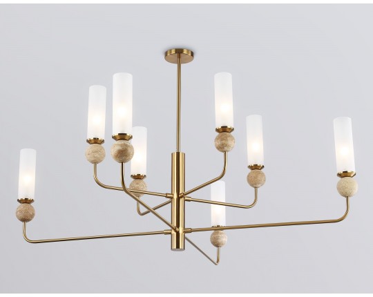  Люстра на штанге с мрамором LH53252/8 BS/FR латунь/белый матовый E14*8 max 40W D1260*1445