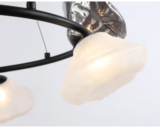  Подвесная люстра LH15003/6 BK/FR/SM черный/белый матовый/дымчатый G9*6 max 40W D630*1150