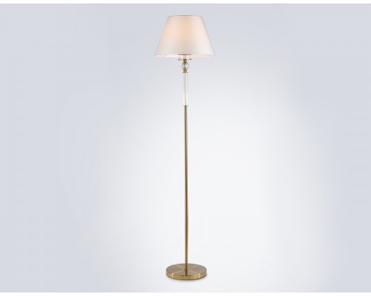  Напольный светильник с абажуром и хрусталем LH71028 BS/WH латунь/белый E27 max 60W D360*1550