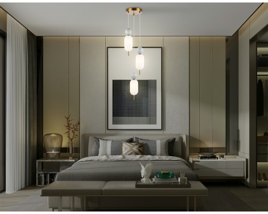  Подвесной светильник LH53102/3 BS/GR/FR латунь/серый/белый матовый G9*3 max 28W D260*1525