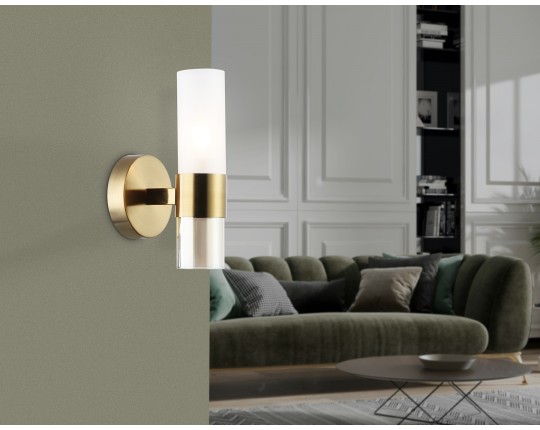  Настенный светильник LH55116 BS/FR/TI латунь/белый матовый/янтарь E14 max 40W 130*100*225