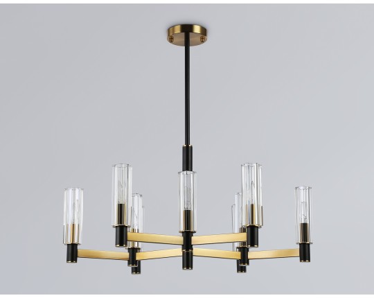  Люстра на штанге LH55513/9 BK/BS/CL черный/латунь/прозрачный E14*9 max 40W D760*760
