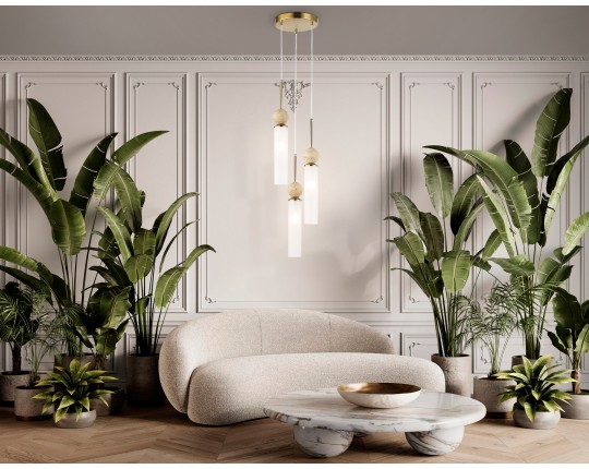  Подвесной светильник LH53257/3 BS/FR латунь/белый матовый E14*3 max 40W D230*1000