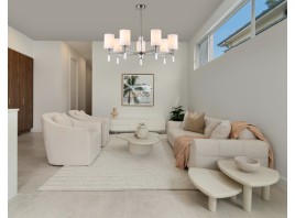  Люстра со стеклянными плафонами на штанге LH56253/7 SN/FR никель/белый матовый E27/7 max 60W D750*590