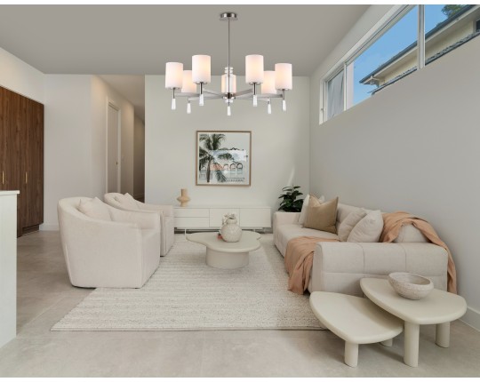  Люстра со стеклянными плафонами на штанге LH56253/7 SN/FR никель/белый матовый E27/7 max 60W D750*590