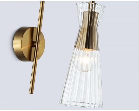  Настенный светильник LH55705 BS/CL латунь/прозрачный E14 max 40W 220*90*300