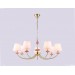  Подвесная люстра с абажуром и декором из керамики LH75025/7 GD/PI золото/розовый E14/7 max 40W D890*800