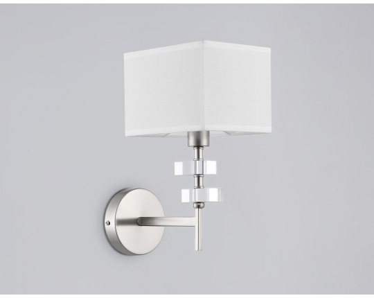  Настенный светильник с абажуром LH71325 SN/WH никель/белый E14 max 40W 240*130*300