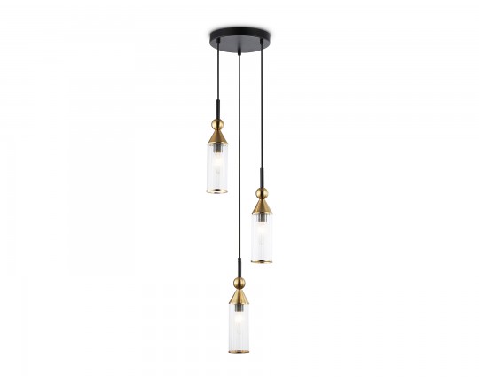  Подвесной светильник LH55252/3 BK/BS/CL черный/латунь/прозрачный E14*3 max 40W D230*1200
