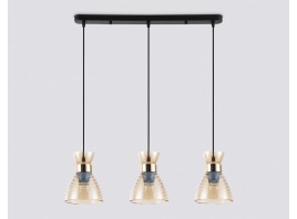  Светильник подвесной со стеклянными плафонами TR3404/3 BK/FGD/TI черный/золото/янтарь E27/3 max 60W 550*135*1000