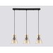  Светильник подвесной со стеклянными плафонами TR3404/3 BK/FGD/TI черный/золото/янтарь E27/3 max 60W 550*135*1000