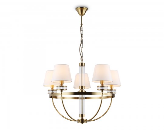  Подвесная люстра с абажурами LH71251/5 BS/WH латунь/белый E14/5 max 40W D700*990