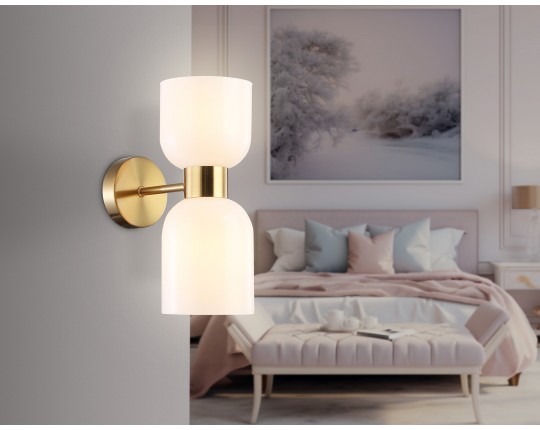  Настенный светильник LH56097/2 BS/FR латунь/белый матовый E14*2 max 40W 215*120*300