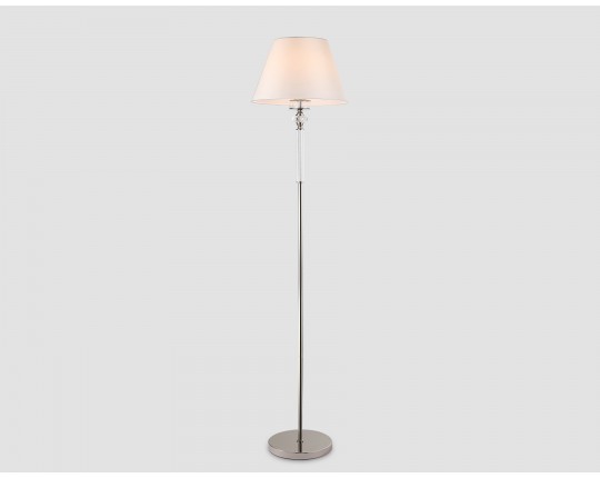  Напольный светильник с абажуром и хрусталем LH71008 BN/WH никель/белый E27 max 60W D360*1550