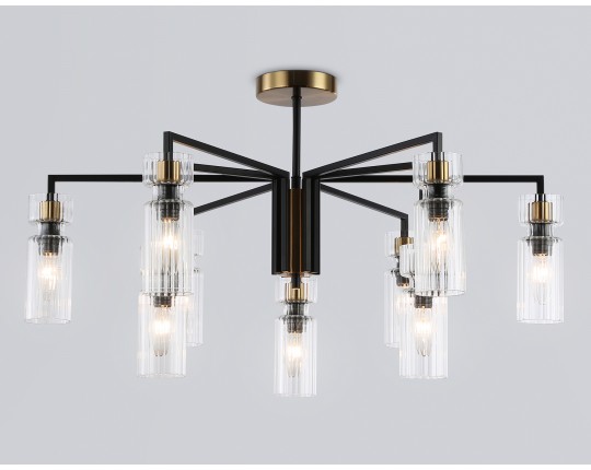  Люстра на штанге LH56117/9 BK/BS/CL черный/латунь/прозрачный E14*9 max 40W D765*440