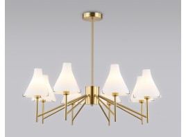  Люстра со стеклянными плафонами на штанге LH57135/8 BS/FR латунь/белый матовый E14/8 max 40W D800*650