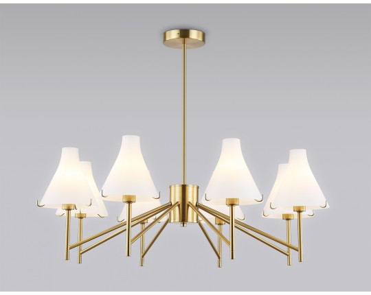 Люстра со стеклянными плафонами на штанге LH57135/8 BS/FR латунь/белый матовый E14/8 max 40W D800*650