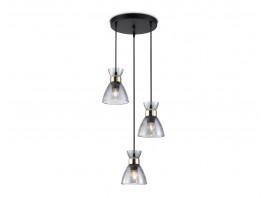  Светильник подвесной со стеклянными плафонами TR3408/3 BK/FGD/SM черный/золото/дымчатый E27/3 max 60W D345*1000