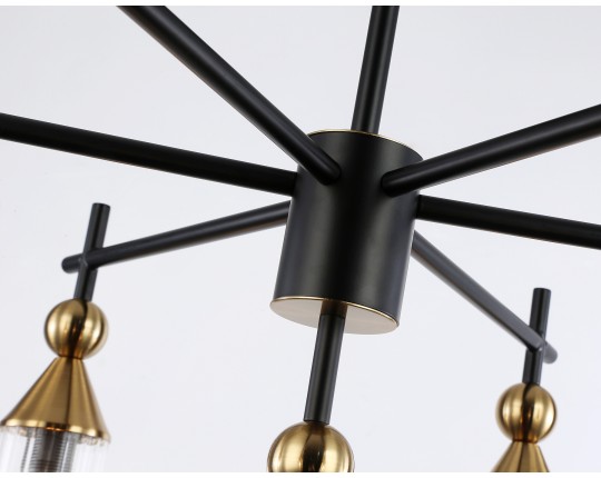  Люстра на штанге LH55257/7 BK/BS/CL черный/латунь/прозрачный E14*7 max 40W D640*520