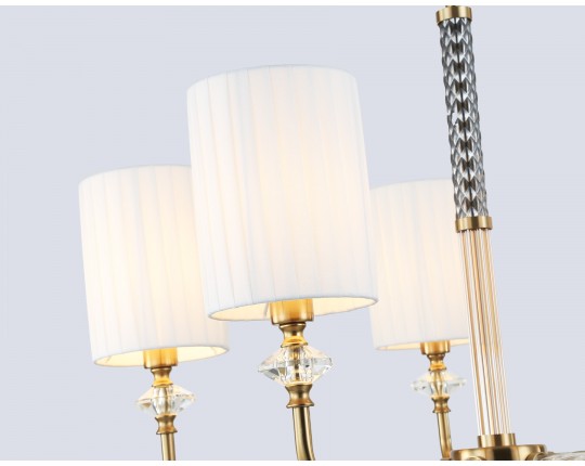  Люстра на штанге с абажурами LH71500/5 BS/FR латунь/белый матовый E14*5 max 40W D680*640