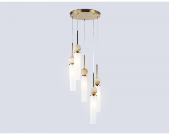  Подвесной светильник LH53259/5 BS/FR латунь/белый матовый E14*5 max 40W D330*1200