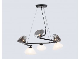  Подвесная люстра LH15003/6 BK/FR/SM черный/белый матовый/дымчатый G9*6 max 40W D630*1150