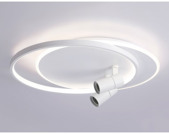  Настенно-потолочный светодиодный светильник с пультом FL51391/1+2 WH белый 3000K-6400K 65W 560*480*120 (ПДУ РАДИО 2.4G)