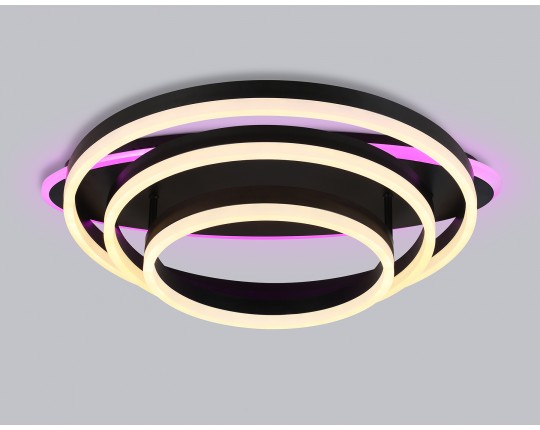  Потолочный светодиодный светильник с пультом FA8524 BK черный 146W 3000K-6400K+RGB 560*500*150 (ПДУ РАДИО 2.4G)