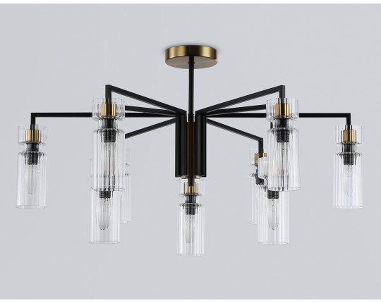  Люстра на штанге LH56117/9 BK/BS/CL черный/латунь/прозрачный E14*9 max 40W D765*440