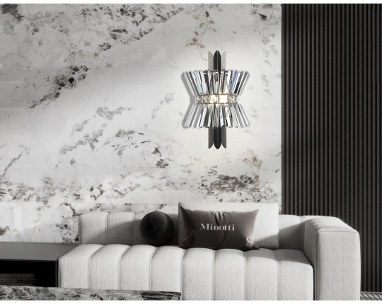  Настенный светильник с хрусталем LH41032/2 BK/CL черный/прозрачный E14*2 max 40W 310*180*460