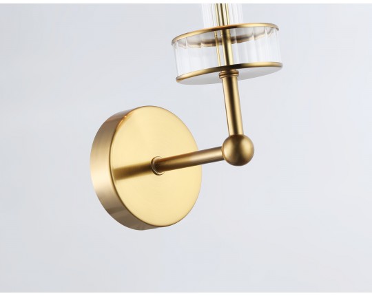  Настенный светильник с абажуром и хрусталем LH71025 BS/WH латунь/белый E14 max 40W 210*150*355