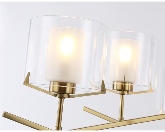  Люстра со стеклянными плафонами на штанге LH57008/6 BS/FR латунь/белый матовый E14/6 max 40W D850*420