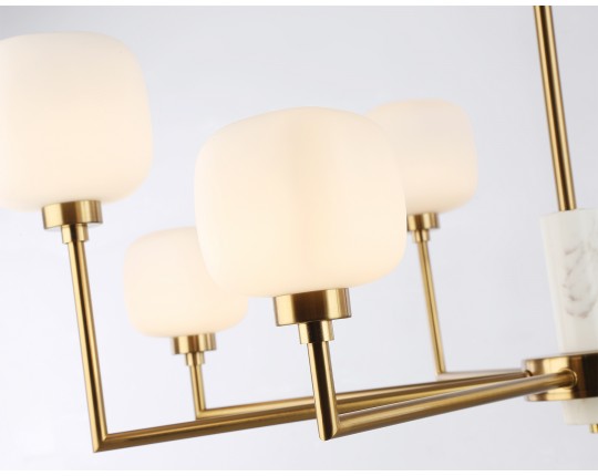  Люстра на штанге с мрамором LH53017/8 BS/FR латунь/белый матовый G9*8 max 40W D830*680