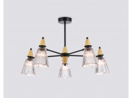  Люстра на штанге LH58114/5 BK/LW/SM черный/светлое дерево/дымчатый E14*5 max 40W D660*390